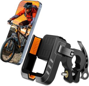 Bike Phone Holder, 360° Rotatable Detachable Motorbike Phone Mount, Cycle Phone Holder Compatible with iPhone 13 15 14 Pro Max Plus, Samsung (Max), 4.7''-7.2'' Mobile Phone