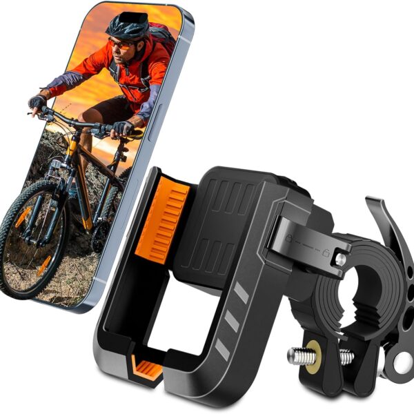 Bike Phone Holder, 360° Rotatable Detachable Motorbike Phone Mount, Cycle Phone Holder Compatible with iPhone 13 15 14 Pro Max Plus, Samsung (Max), 4.7''-7.2'' Mobile Phone