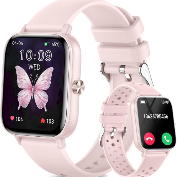 Smart Watch for Women(Answer/Make Call), 1.83" HD Touch Screen Fitness tracker with Heart Rate SpO2 Sleep Monitor,100+ Sport Modes, IP68 Waterproof Smartwatch compatible with iOS & Android, Pink